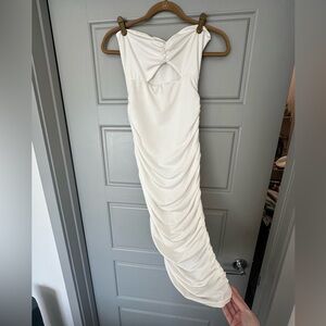 Elegant White Ruched Dress